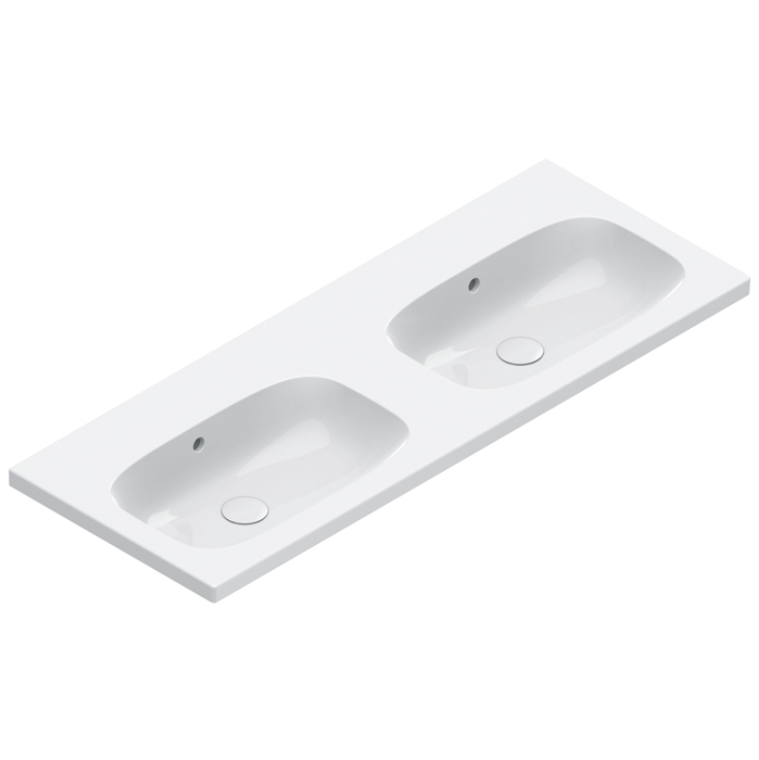 Catalano ALVEA Раковина 120×46 двойная, без отв. под смеситель, покрытие Cataglaze+, цвет белый глян
