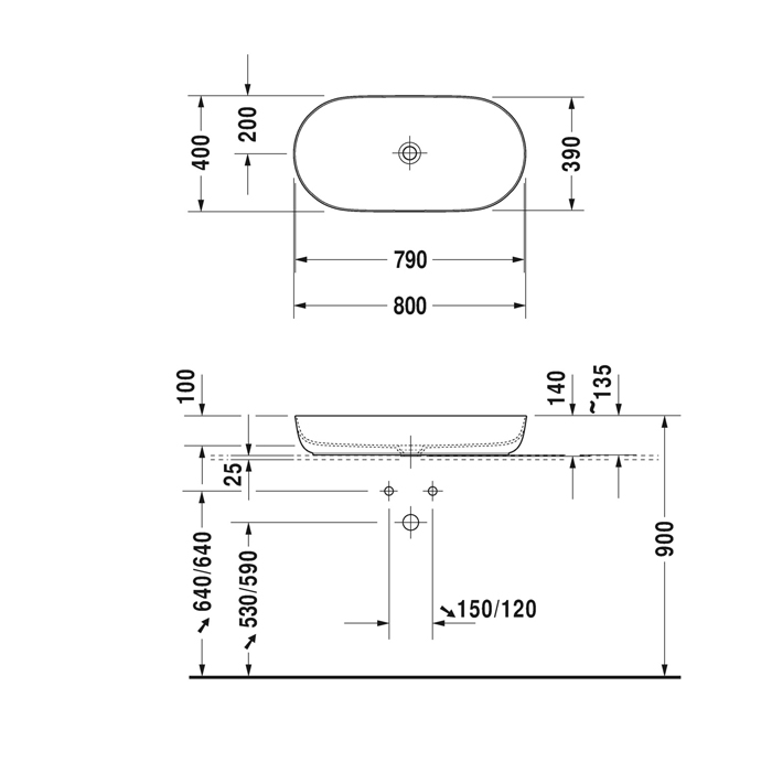 Duravit Luv Раковина на столешницу 800мм Luv, без перелива,  без площадки, цвет белый (Спец.цена из