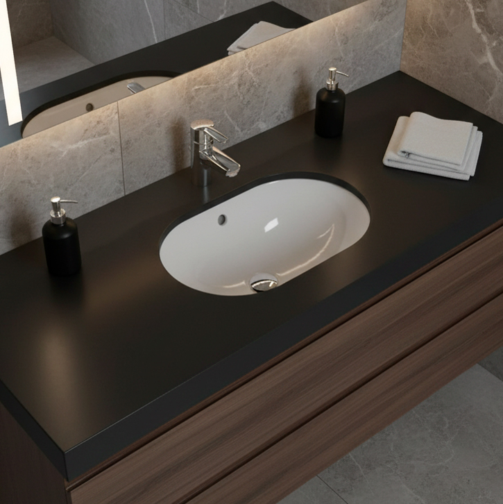 Ideal Standard Connect Раковина 550х380 мм, овальная, встраиваемая снизу без отв. под смес., + крепе