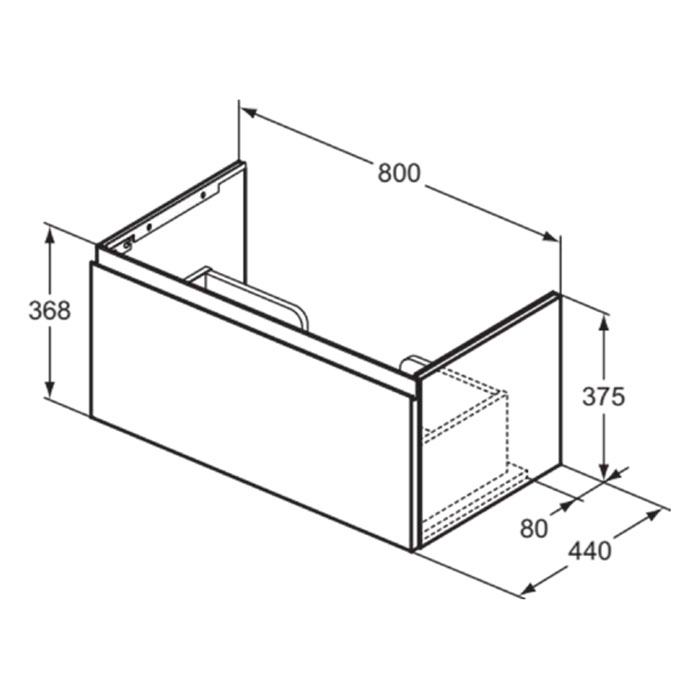 Ideal Standard Extra Раковина 815х450хh150 мм, накладная/подвесная прямоугольная, с переливом и 1м о