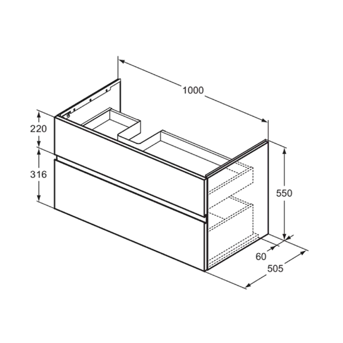 Ideal Standard La Dolce Vita Раковина подвесная 106х53.5см, sx, с 1 отв, цвет: белый