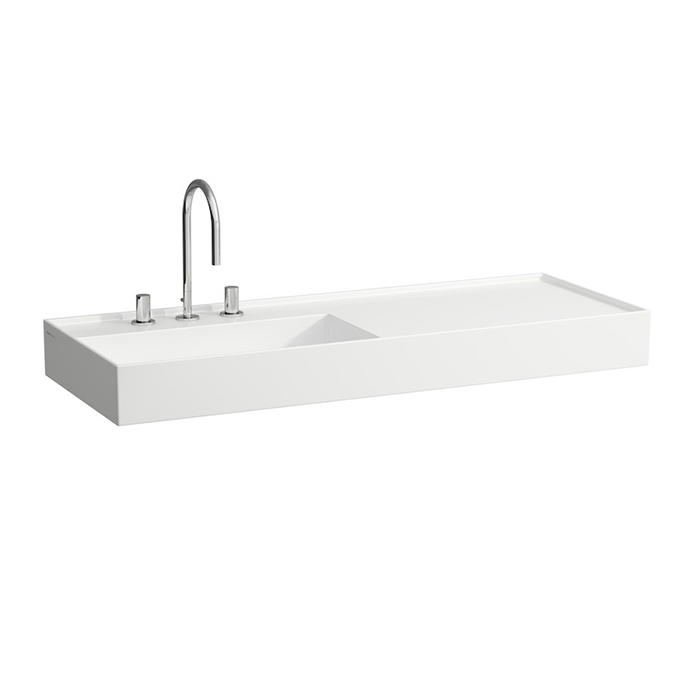 Laufen Kartell Раковина 1200х460х120мм с 3 отв. под смес, со скр сливом, полка справа, цвет: белый г