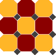 Гранит керамический 4421/20 OCT14-B Brick Red 20 Ochre Yellow 21 OCTAGON/Black 14 Dots 30×30 см