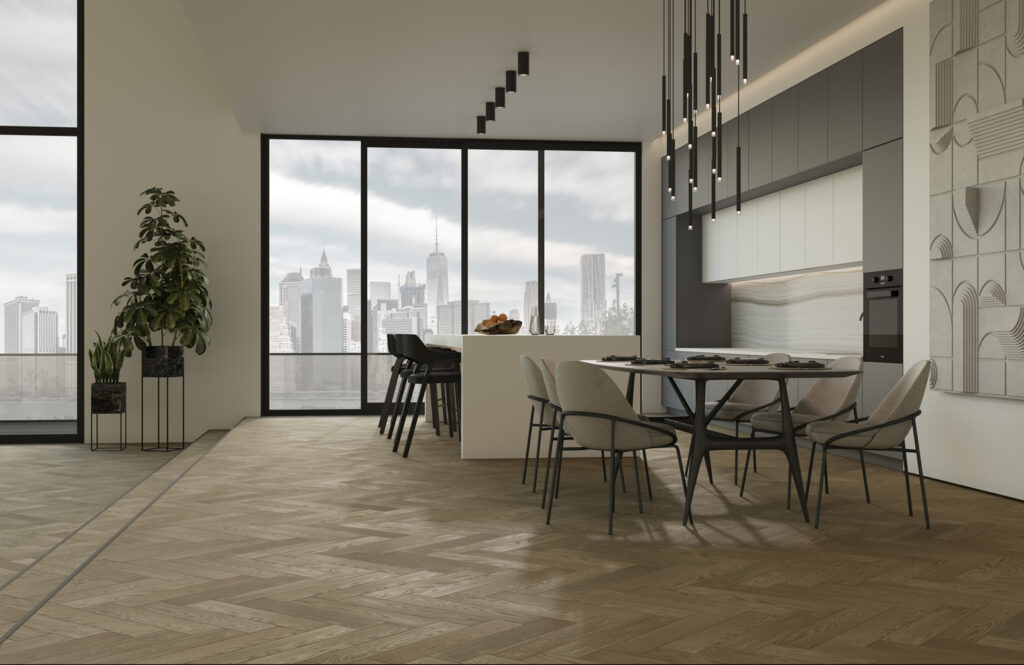 Кварцевый паркет QUARTZ PARQUET Английская Ёлка Дуб Карельский 33-419 24077 12,7×63,5 Замковый
