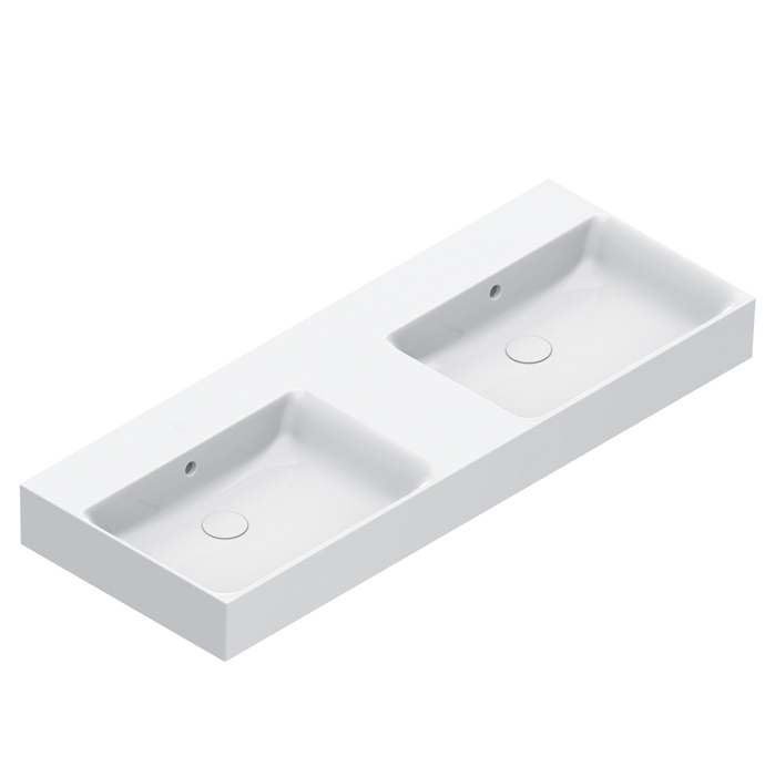 Catalano PREMIUM Раковина 120×47 двойная, без отв. под смеситель, покрытие Cataglaze+, цвет белый гл