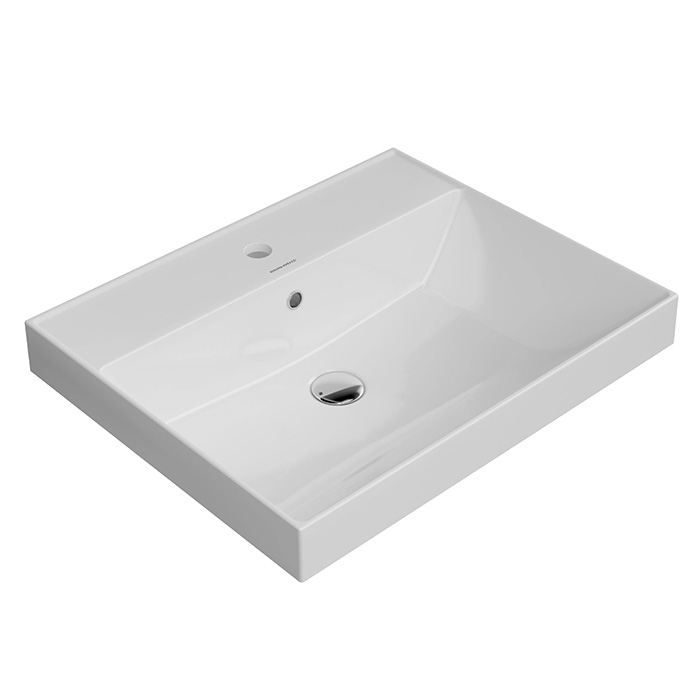 Kerama Marazzi Раковина CUBO подвеснаямебельная 60,5*48,5*18см, с 1 отв.под смеситель, с переливом,