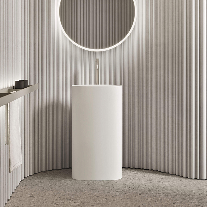 NOORTH milldue edition TUBE Раковина 48х38xh87 напольная из Ceramilux ,слив в стену, без отв. для см