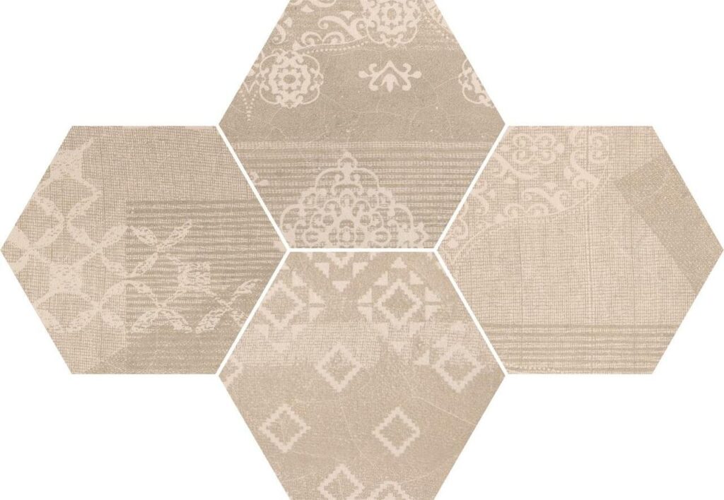 Керамогранит PROVENZA Gesso Esagona Patchwork Taupe Linen 25,5×29,4