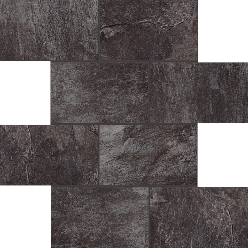 Керамогранит Rex Ardoise Noir 7.5×15 6mm 30×30 Muretto
