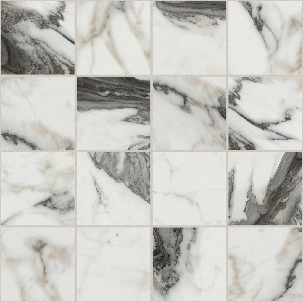 Керамогранит Rex Bijoux Calacatta Altissimo Blanc Glossy 6mm Mosaico 7.5×7.5 30×30