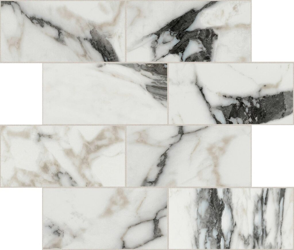 Керамогранит Rex Bijoux Calacatta Altissimo Blanc Glossy 6mm Muretto 7.5×15 30×30