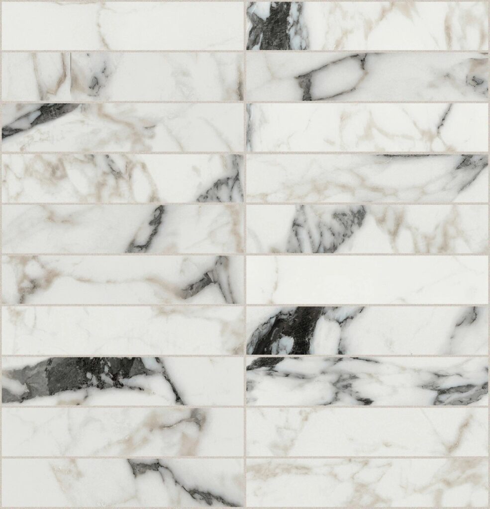 Керамогранит Rex Bijoux Calacatta Altissimo Blanc Glossy Mosaico 3×15 30×30