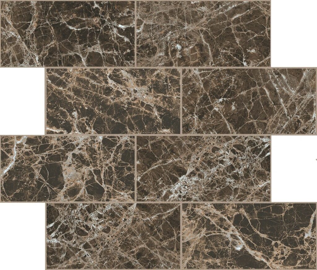 Керамогранит Rex Bijoux Marron Imperial Glossy 6mm Muretto 7.5×15 30×30