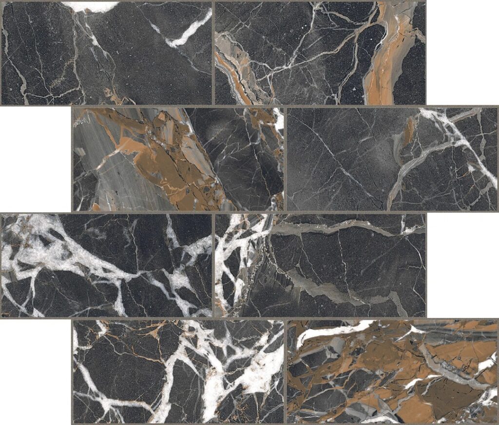 Керамогранит Rex Bijoux Ombre Caravage Glossy 6mm Muretto 7.5×15 30×30