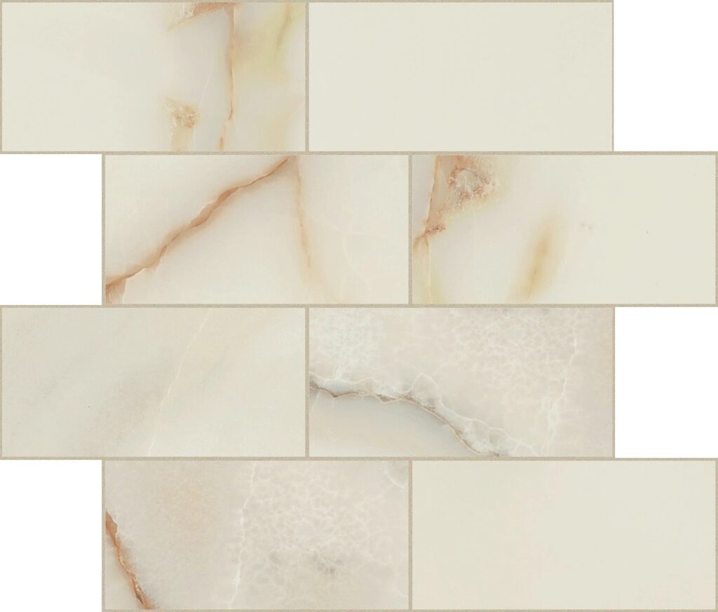 Керамогранит Rex Bijoux Onyx Blanche Glossy 6mm Muretto 7.5×15 30×30