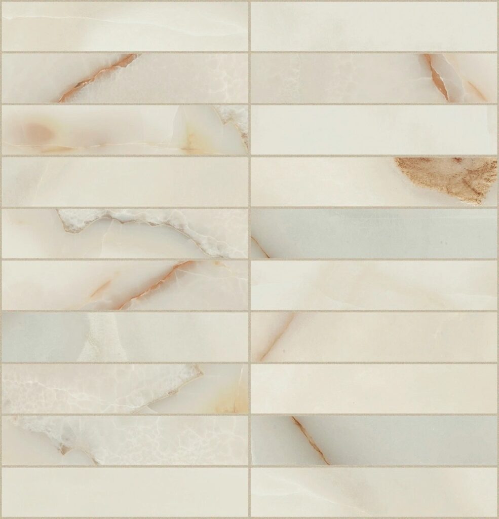 Керамогранит Rex Bijoux Onyx Blanche Glossy Mosaico 3×15 30×30