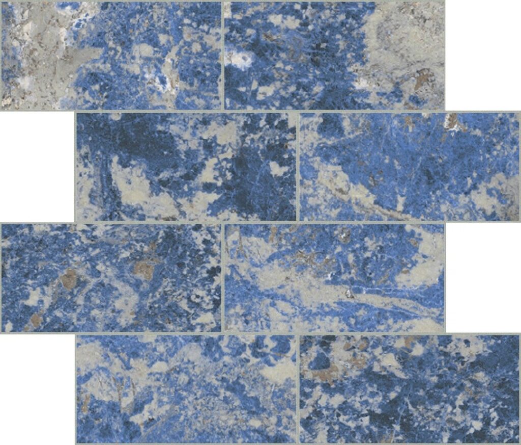 Керамогранит Rex Bijoux Sodalite Bleu Glossy 6mm Muretto 7.5×15 30×30